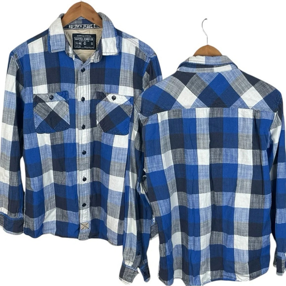 BF1348 Men’s Nautica Jeans Co. Heavy Plaid Flannel Lumberjack Button Shirt M - Picture 1 of 5